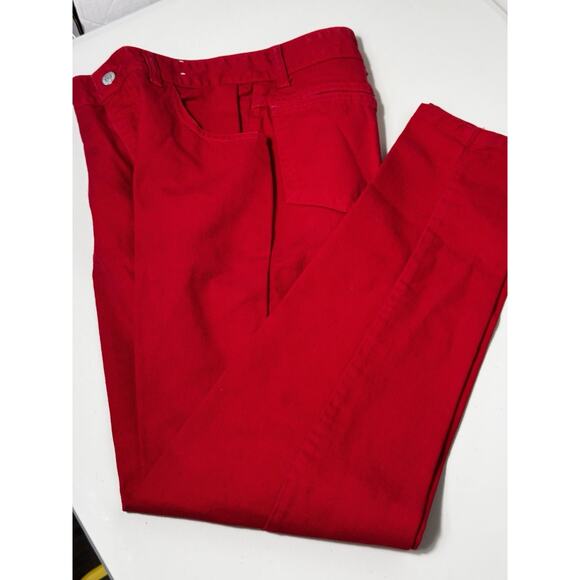 Rare 90 JUST USA Red High Waist Straight Leg Jeans Sz 9 ~ 27” Waist Made in USA - Picture 3 of 12